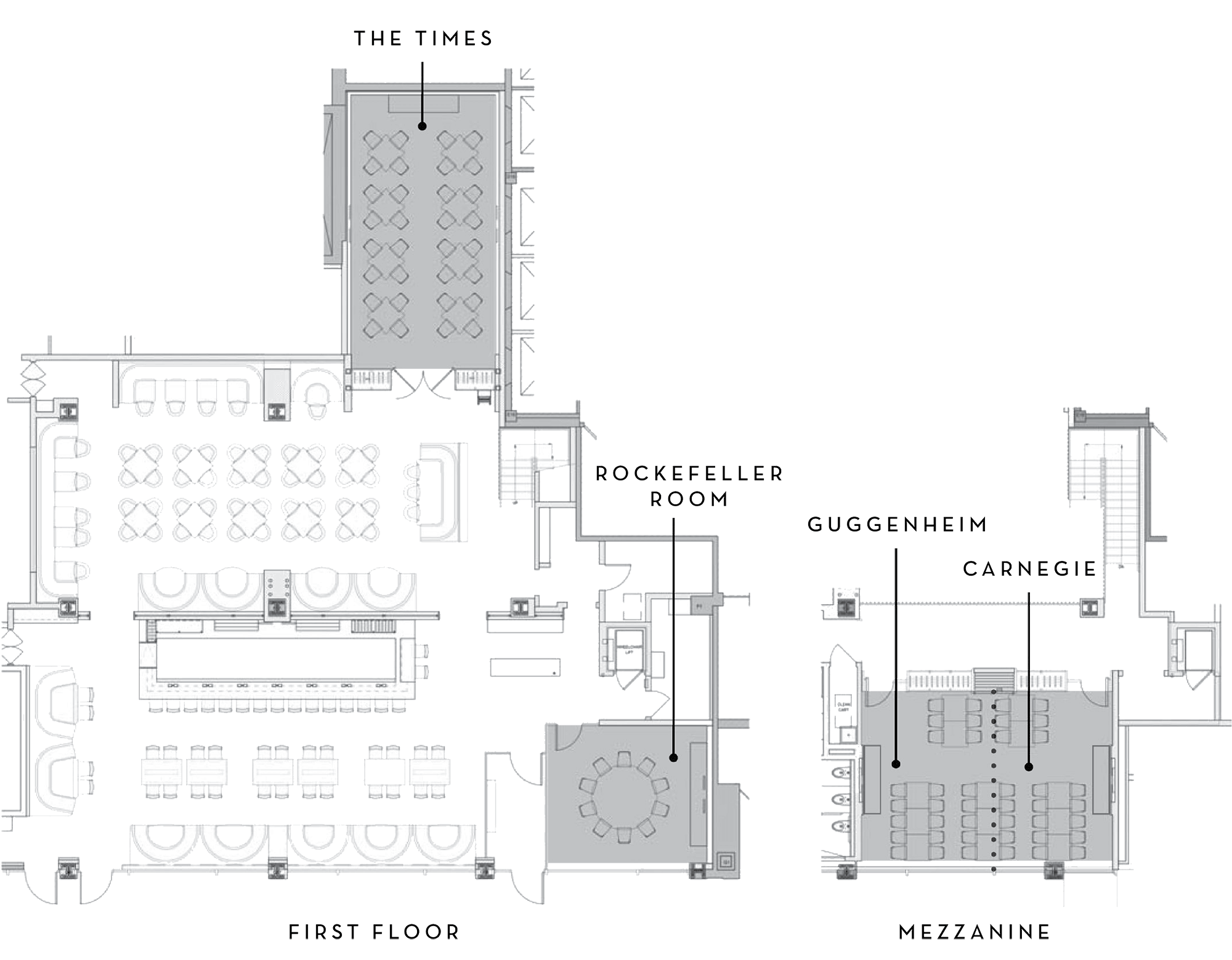 New York City Floorplan for private dining rooms